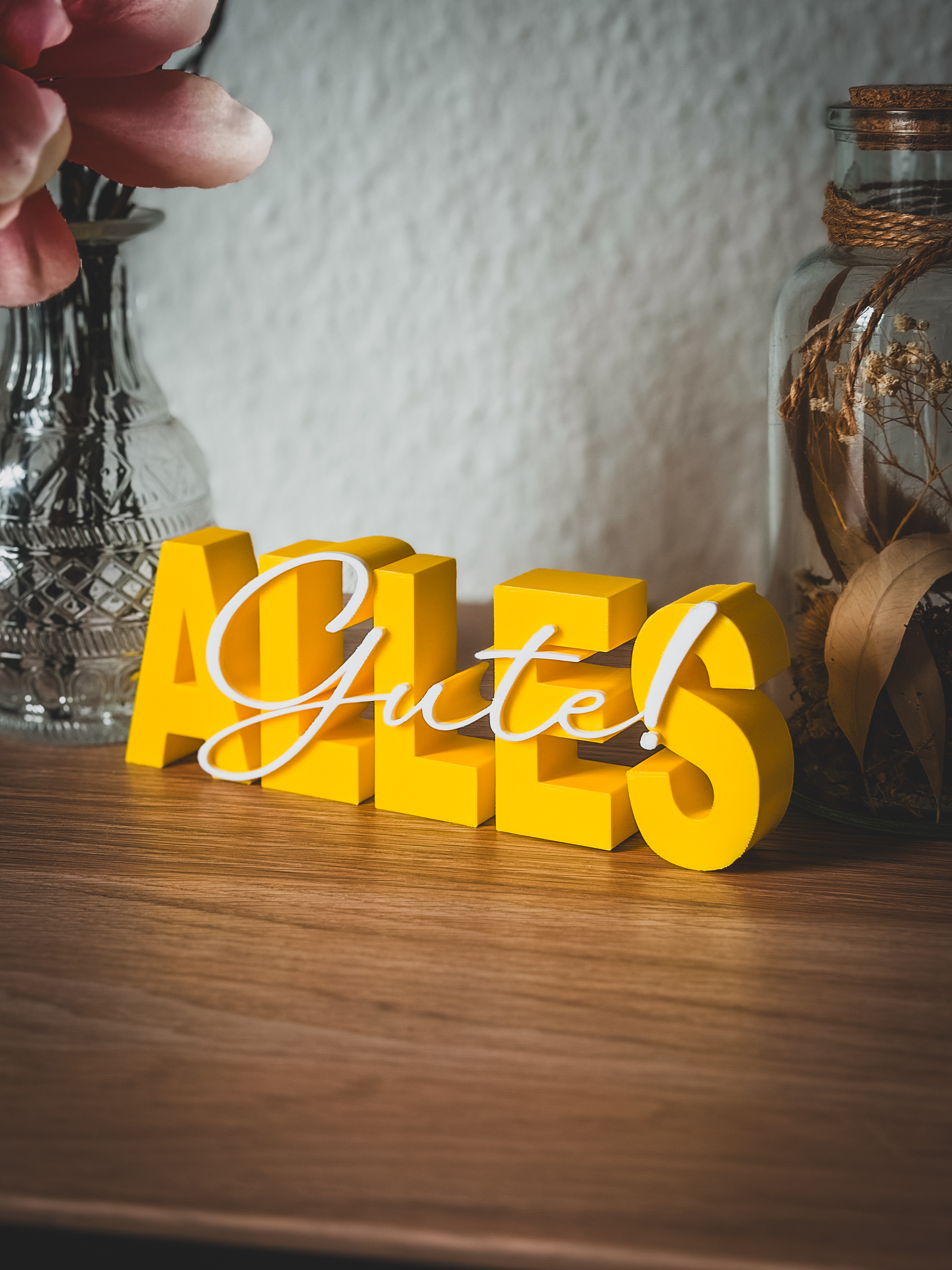 Alles Gute Schriftzug Deko Geschenk Geburtstag Hochzeit Jubiläum Ruhestand Prüfung modern freistehend Tischdeko