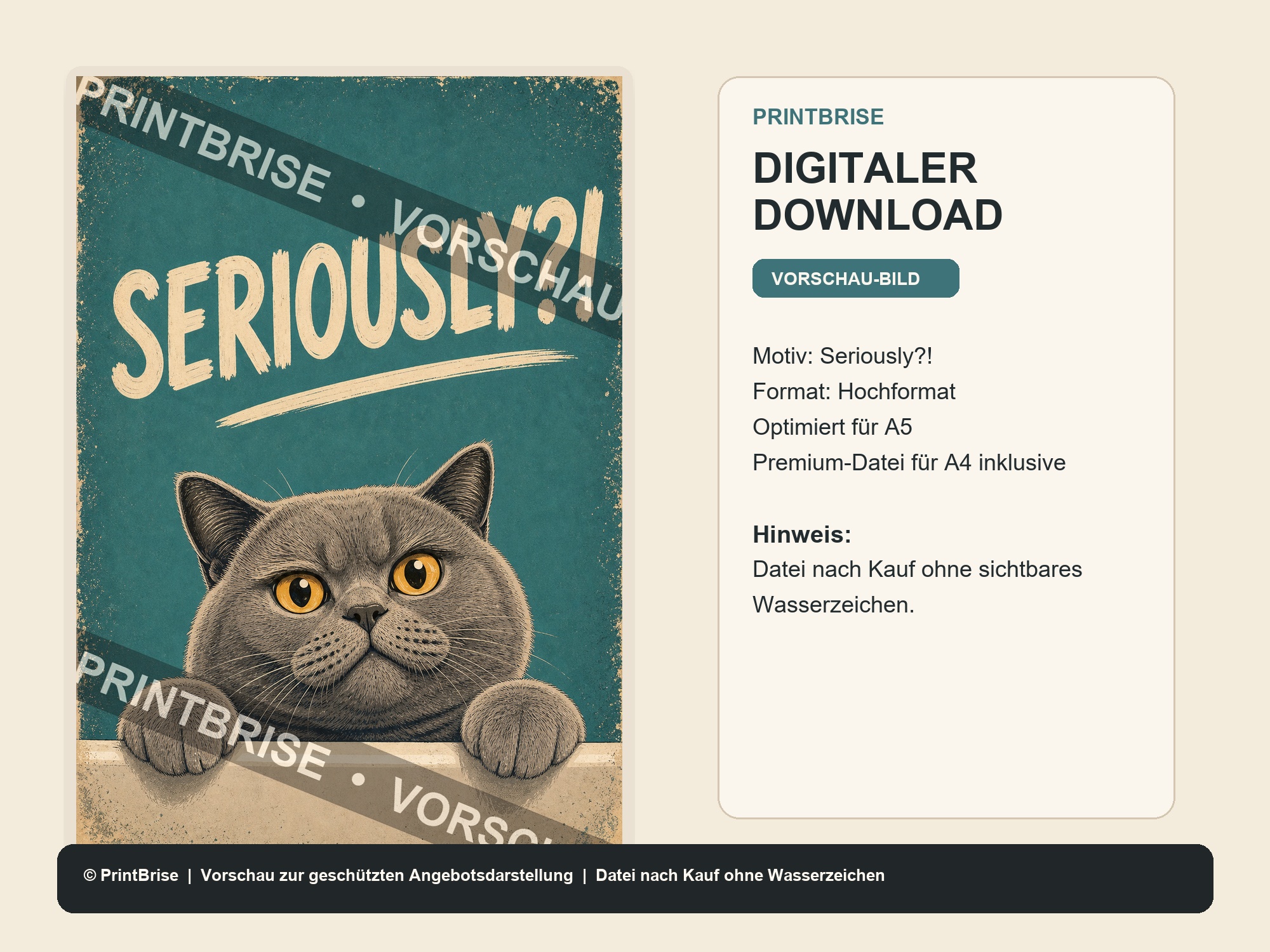 Bad Cat Badezimmer-Poster Set - Digitaler Download