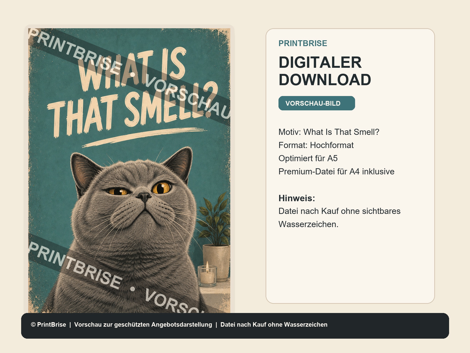 Bad Cat Badezimmer-Poster Set - Digitaler Download