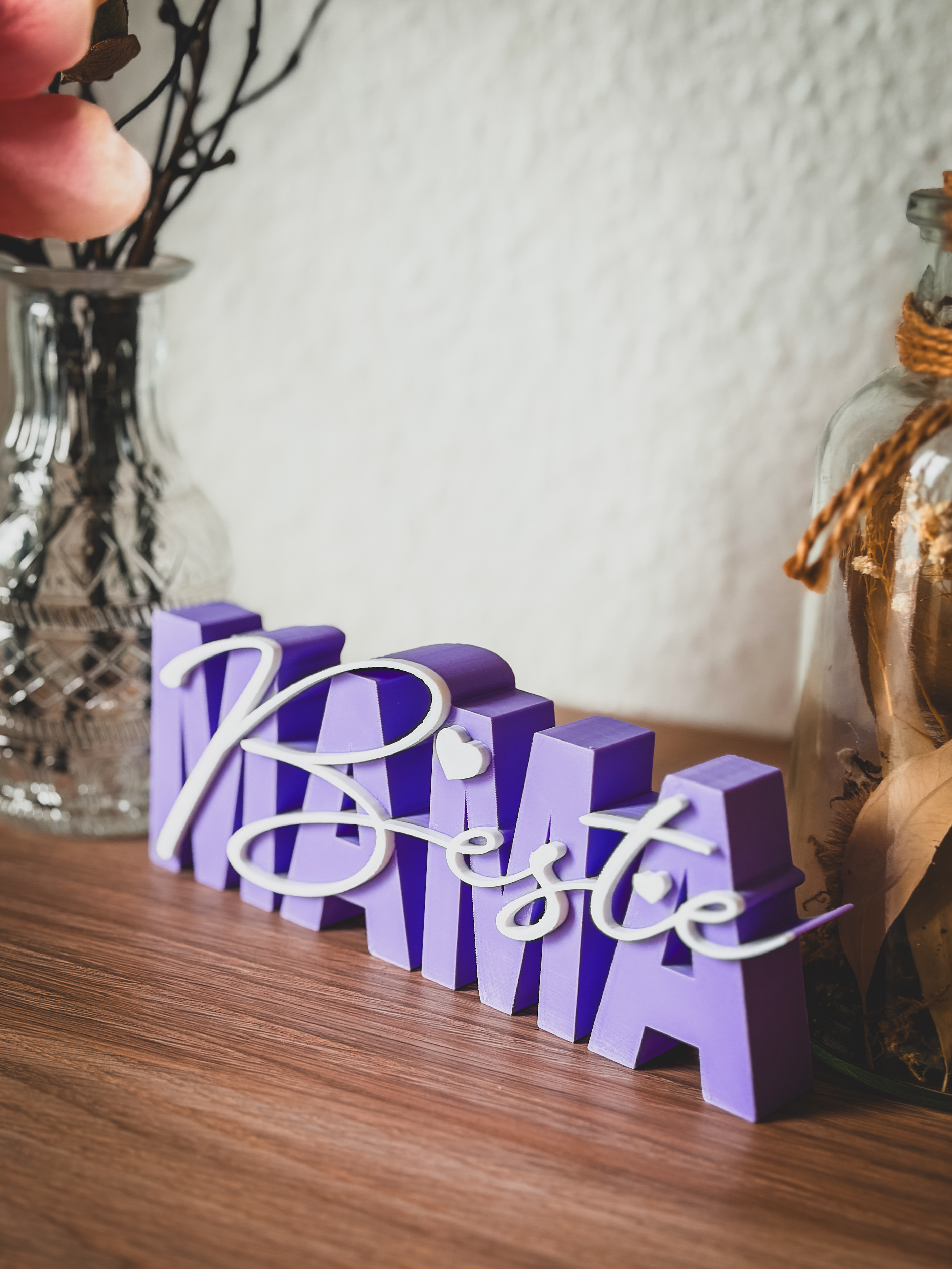 Beste Mama Schriftzug Deko Geschenk Muttertag Mama Geburtstag Wohnzimmer Deko modern freistehend Herz Design