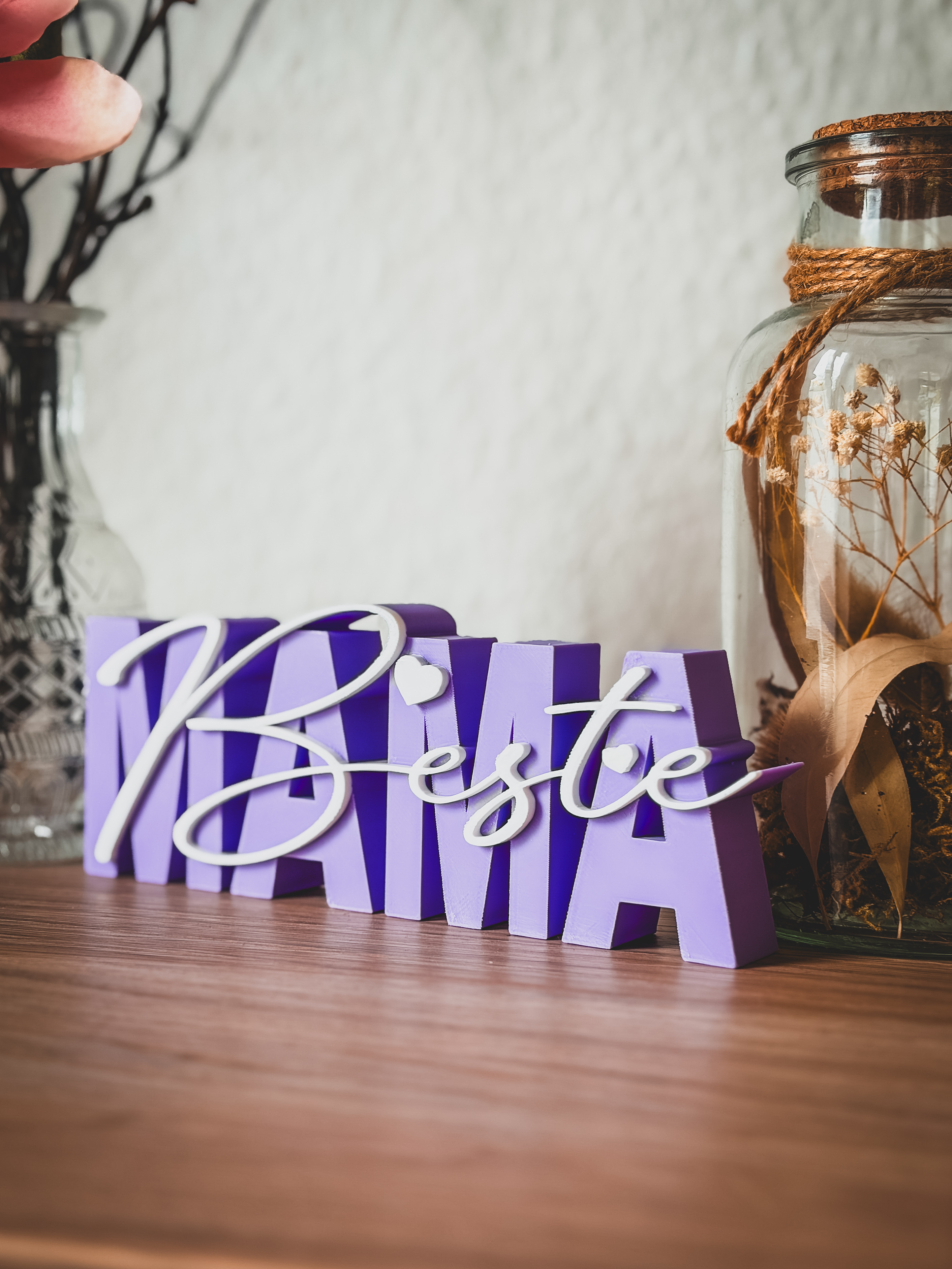 Beste Mama Schriftzug Deko Geschenk Muttertag Mama Geburtstag Wohnzimmer Deko modern freistehend Herz Design