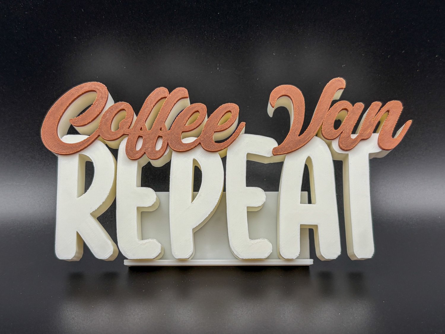 Coffee Van Repeat Schriftzug Deko – 3D Druck – Vanlife Deko für Camper, Wohnmobil oder Campervan – Geschenk für Vanlife Fans