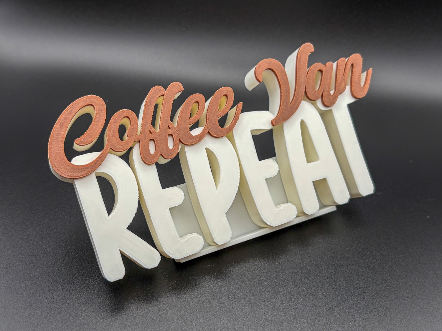 Coffee Van Repeat Schriftzug Deko – 3D Druck – Vanlife Deko für Camper, Wohnmobil oder Campervan – Geschenk für Vanlife Fans