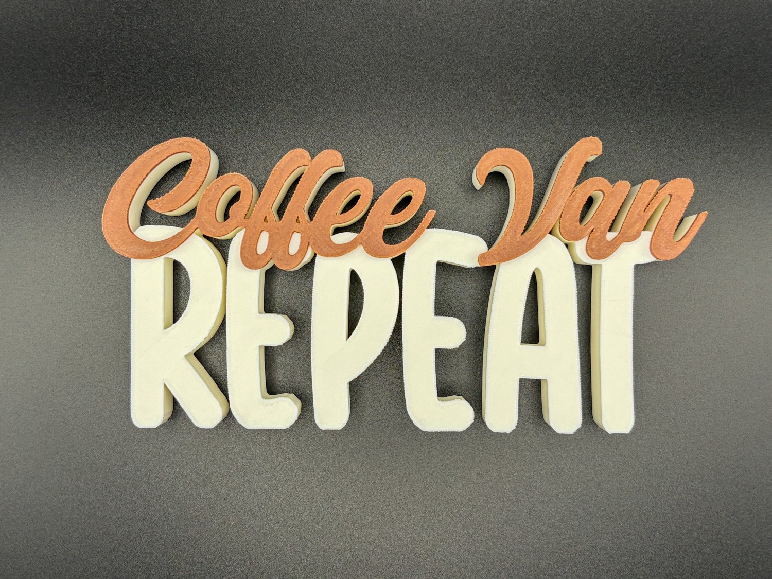 Coffee Van Repeat Schriftzug Deko – 3D Druck – Vanlife Deko für Camper, Wohnmobil oder Campervan – Geschenk für Vanlife Fans