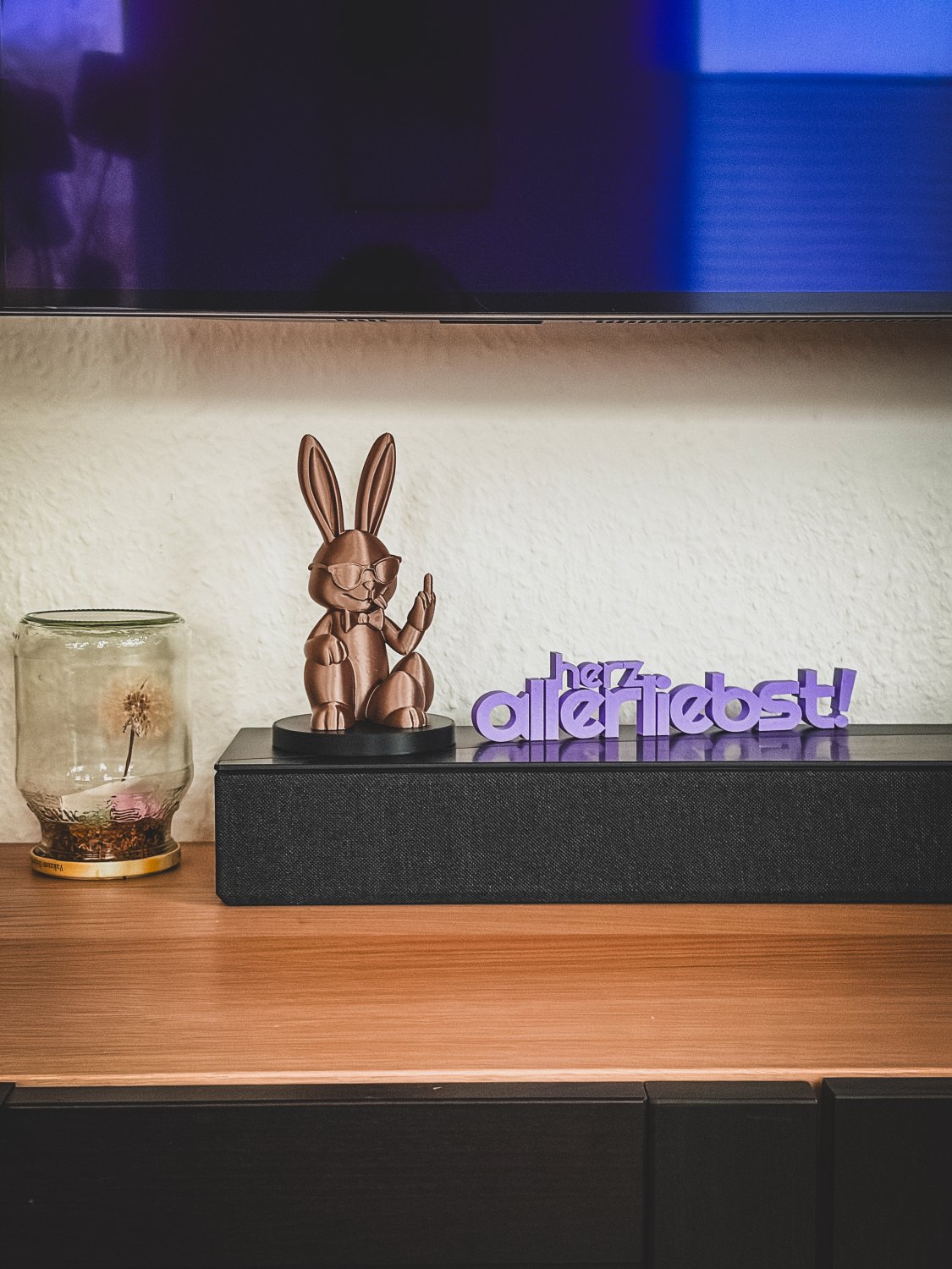 Frecher Osterhase Günther m. Sonnenbrille/Mittelfinger lustige Osterdeko Hasenfigur sarkastische Dekofigur Hase witzige Geschenkidee Ostern