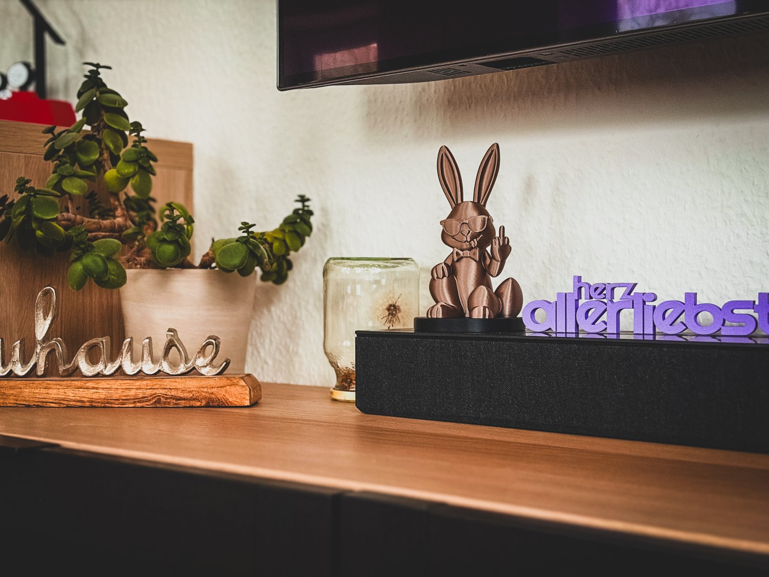 Frecher Osterhase Günther m. Sonnenbrille/Mittelfinger lustige Osterdeko Hasenfigur sarkastische Dekofigur Hase witzige Geschenkidee Ostern