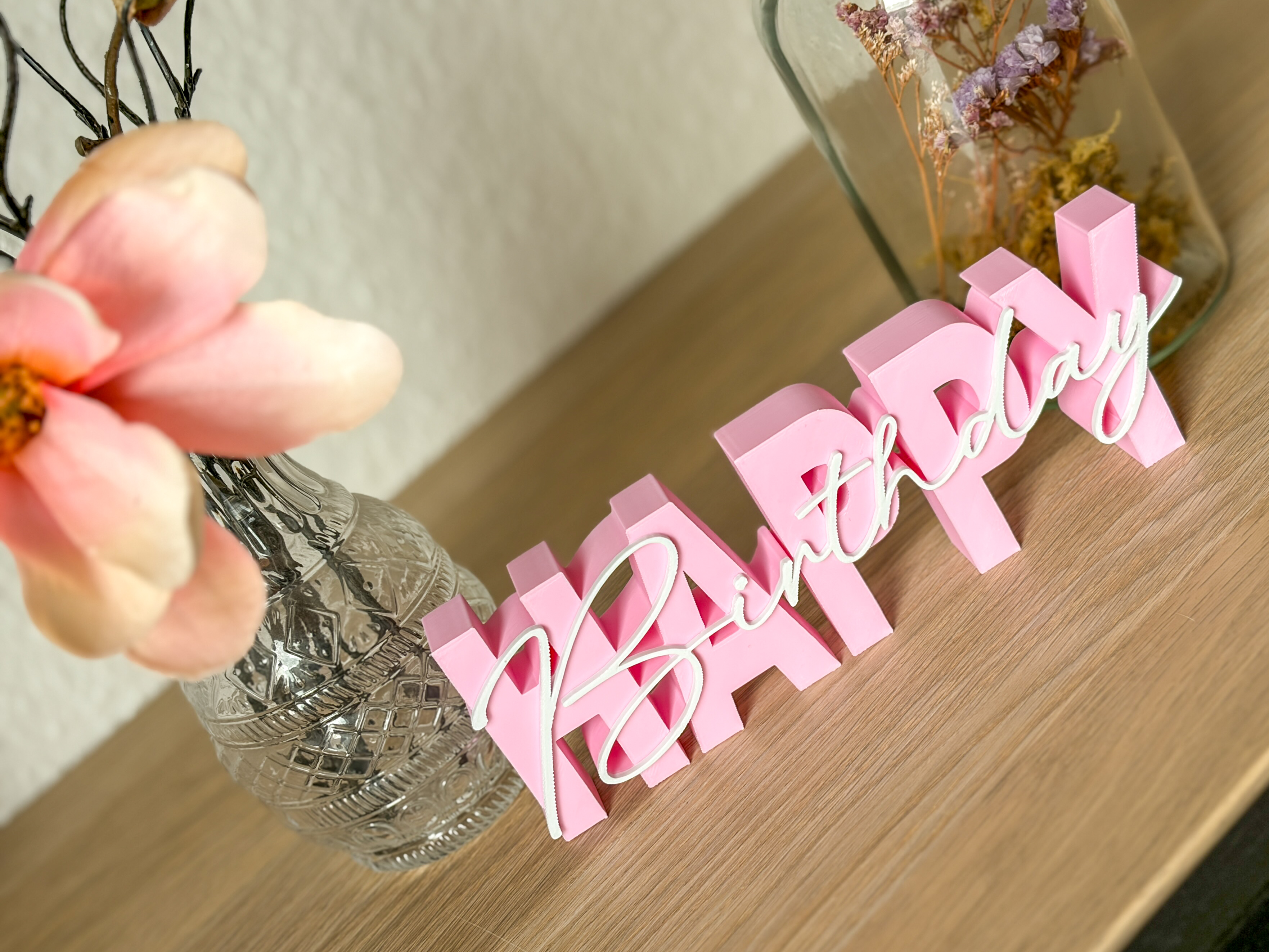 Happy Birthday Geschenk Idee Geburtstag – moderner 3D Schriftzug freistehend – stilvolle Tischdeko Partydeko – besonderes Mitbringsel