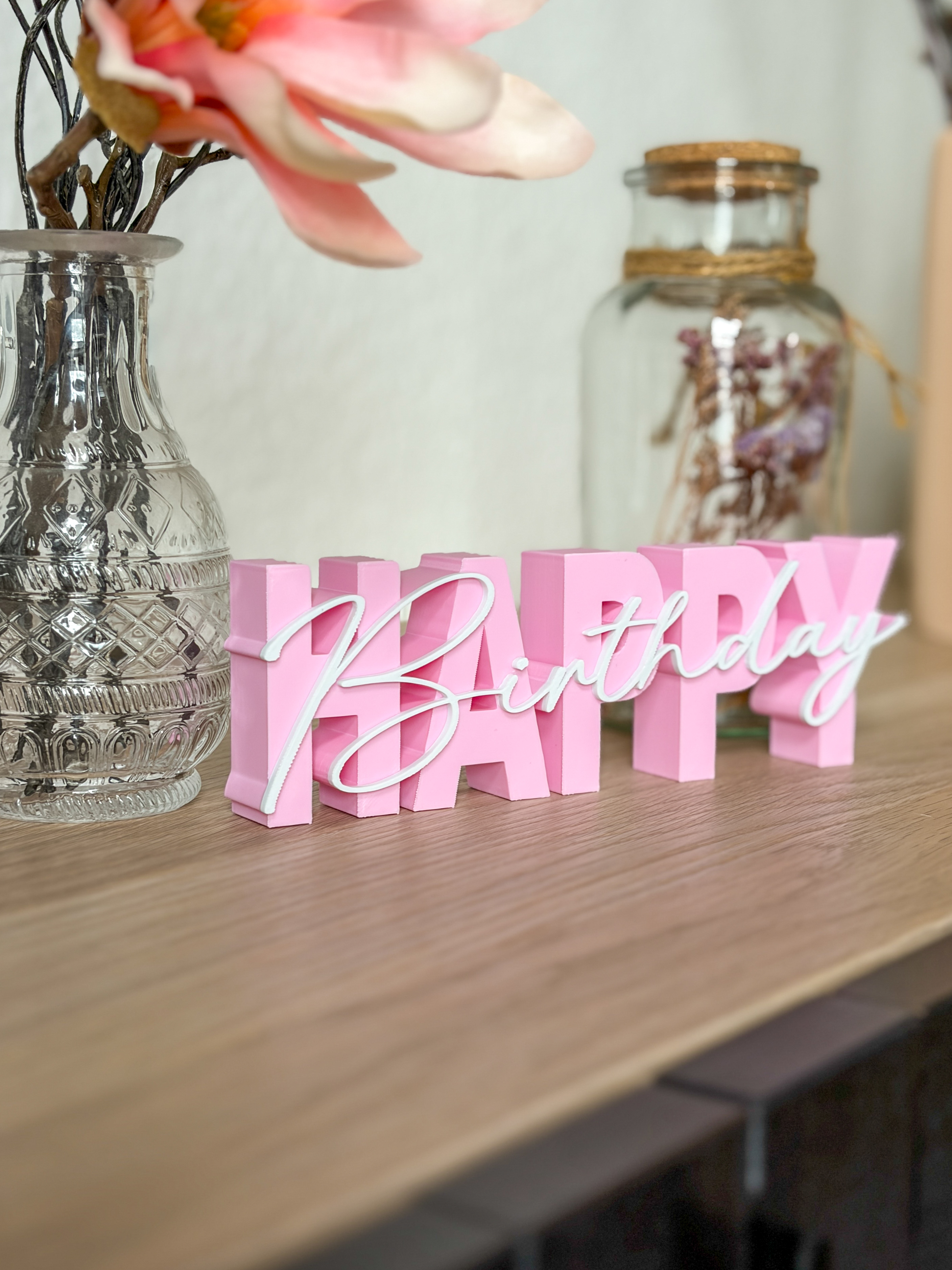 Happy Birthday Geschenk Idee Geburtstag – moderner 3D Schriftzug freistehend – stilvolle Tischdeko Partydeko – besonderes Mitbringsel