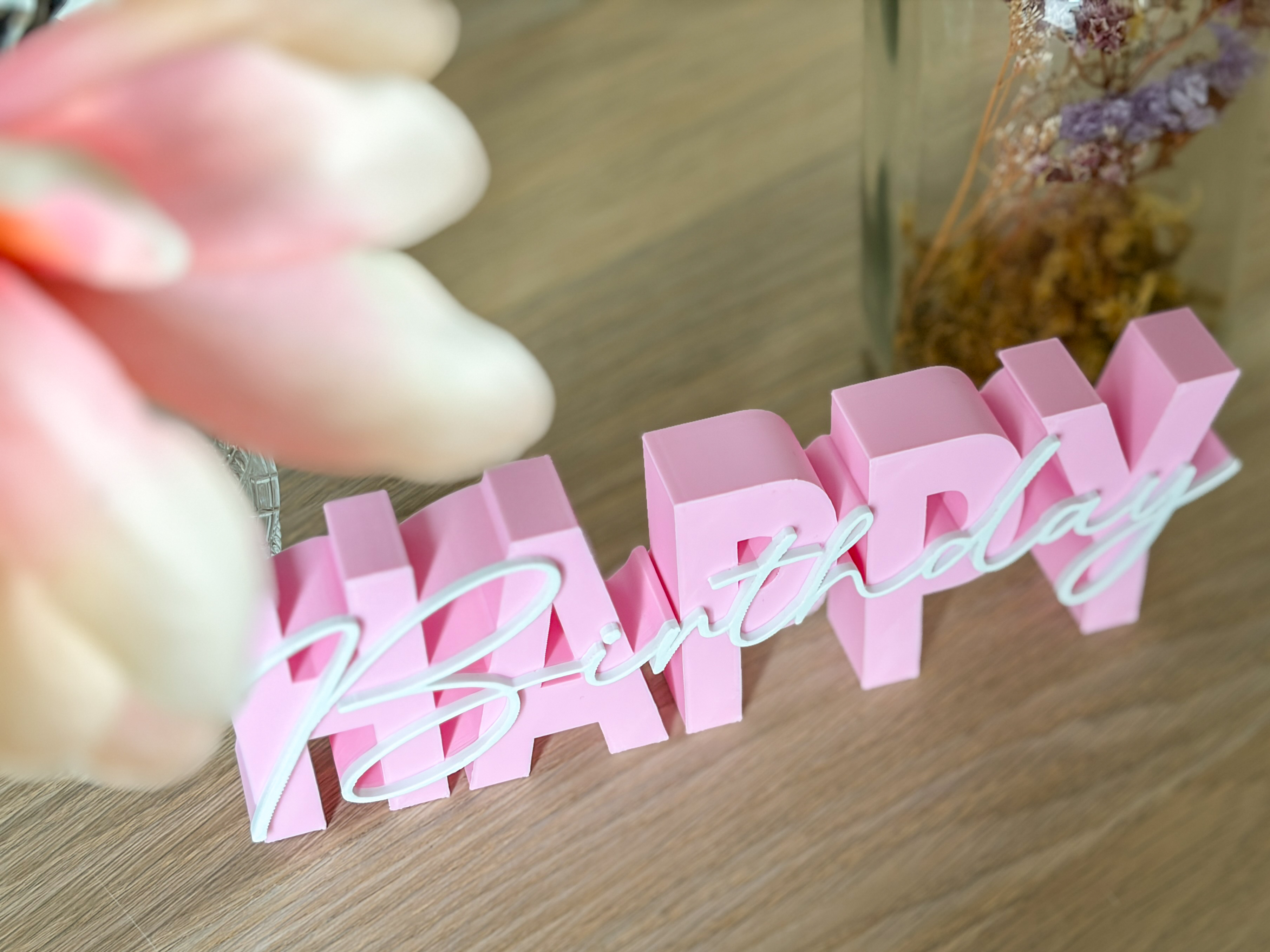 Happy Birthday Geschenk Idee Geburtstag – moderner 3D Schriftzug freistehend – stilvolle Tischdeko Partydeko – besonderes Mitbringsel