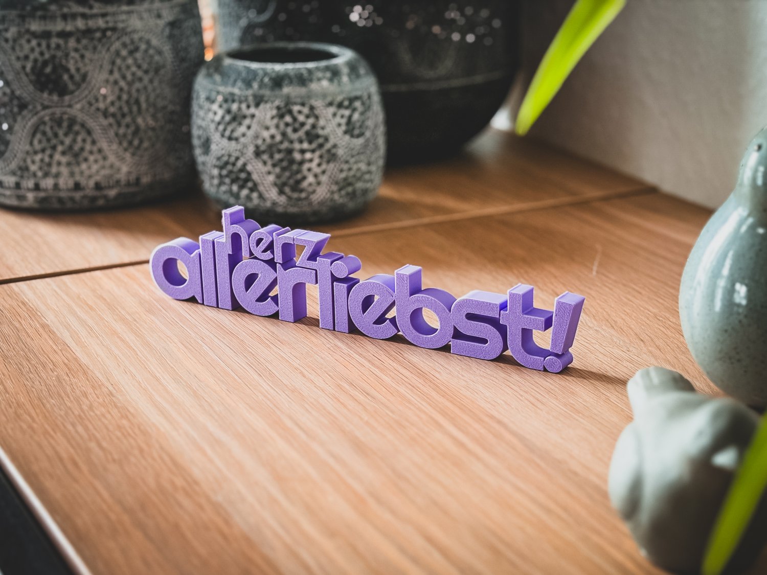 herzallerliebst Schriftzug Deko – 3D Druck freistehend – verspieltes Statement für Wohnzimmer, Kinderzimmer oder Geschenkidee