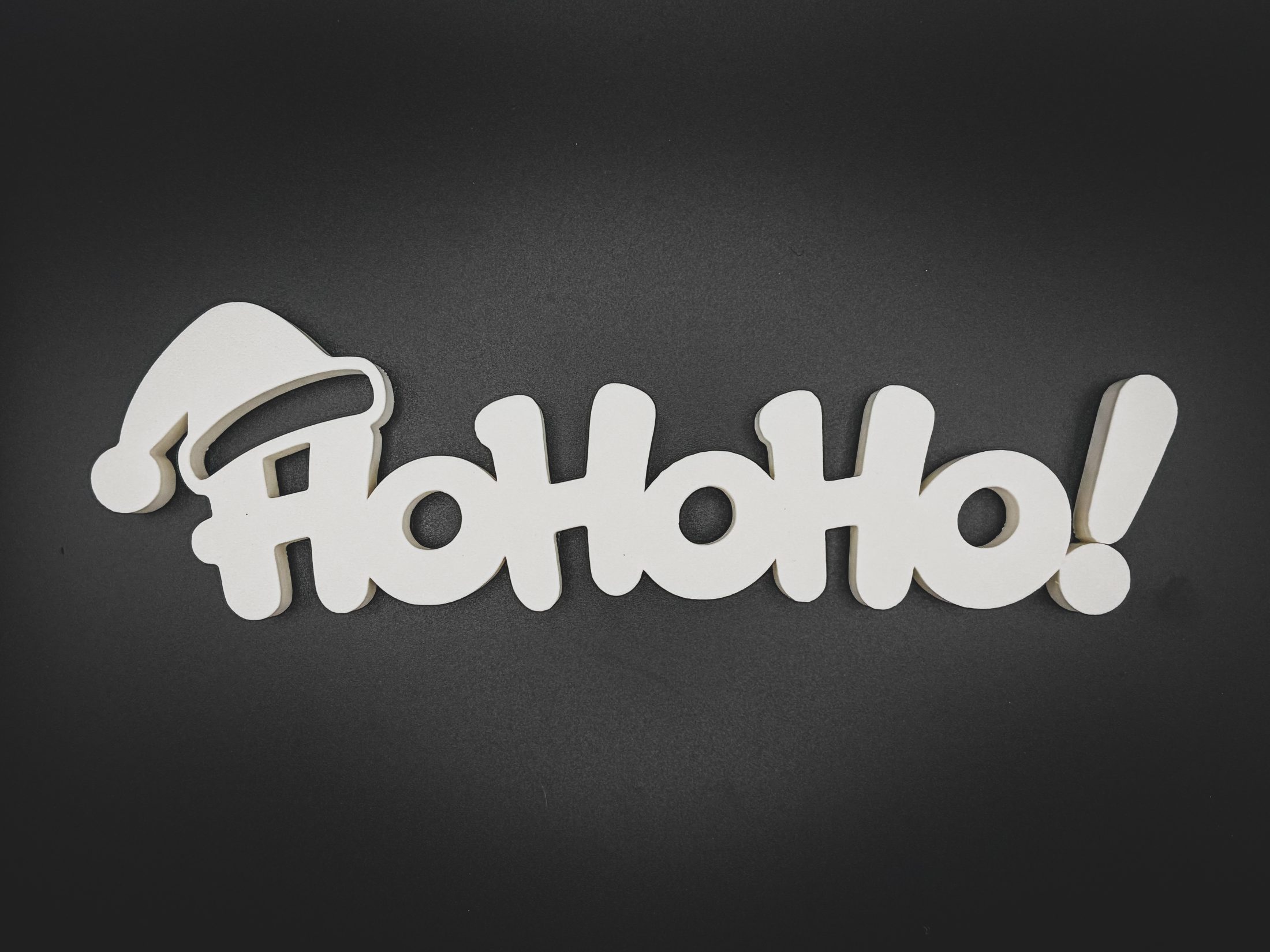 Ho Ho Ho Weihnachtsdeko 3D Druck mit Weihnachtsmütze | moderner Schriftzug Weihnachten | Deko Advent Winter | Geschenkidee Xmas