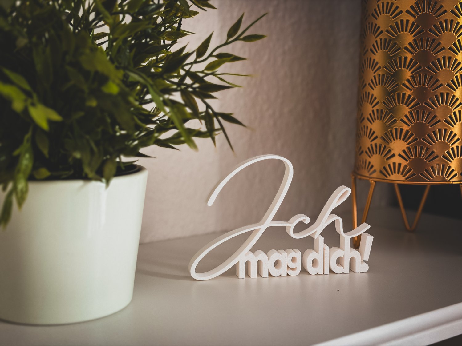 Ich mag dich Deko Schriftzug – liebevolle 3D Druck Dekoration – freistehendes Geschenk für Partner & Freunde – moderne Wohn Deko