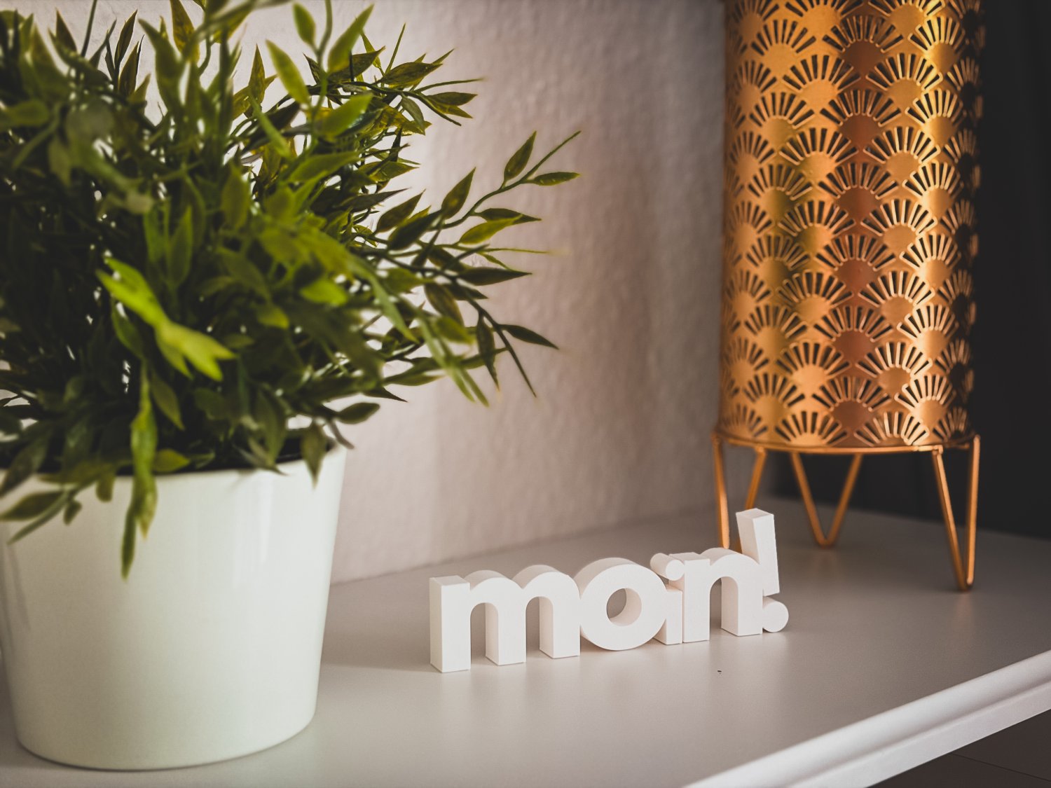 Moin Deko Schriftzug – norddeutsche Dekoration – 3D Druck freistehend – Geschenk für Norddeutschland Fans – Küsten Deko