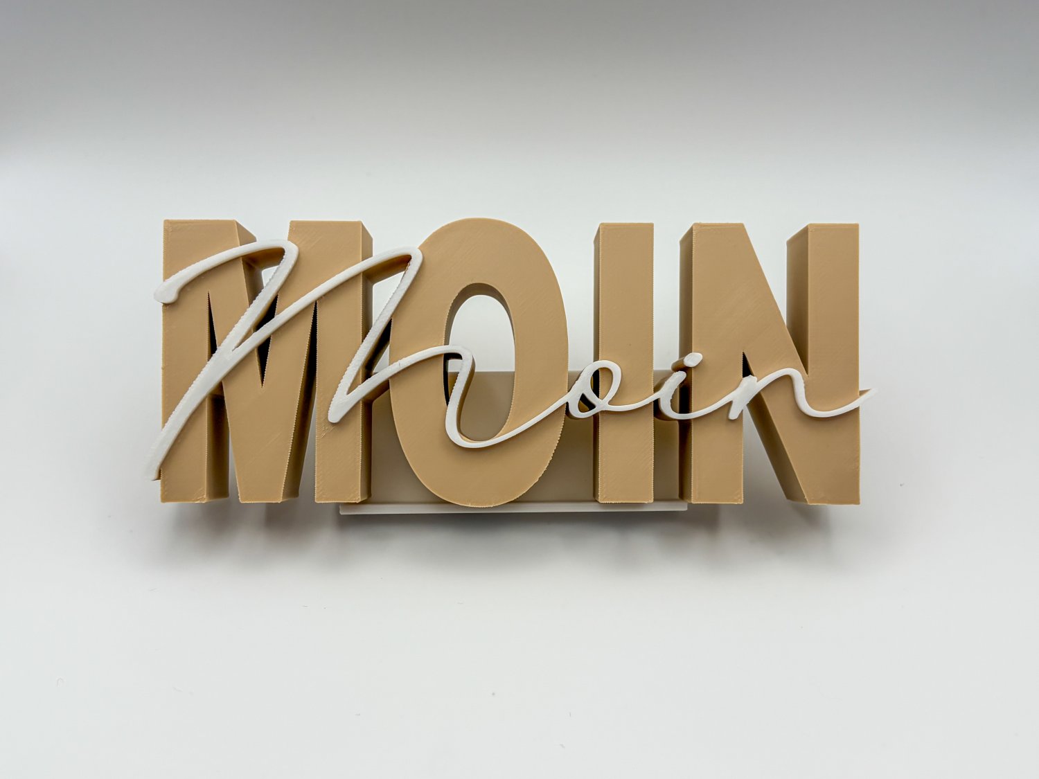 Moin Moin Schriftzug Deko – 3D Druck freistehend – norddeutsche Begrüßung für Wohnzimmer, Flur oder Büro moderne Küsten Dekoration Farbwahl