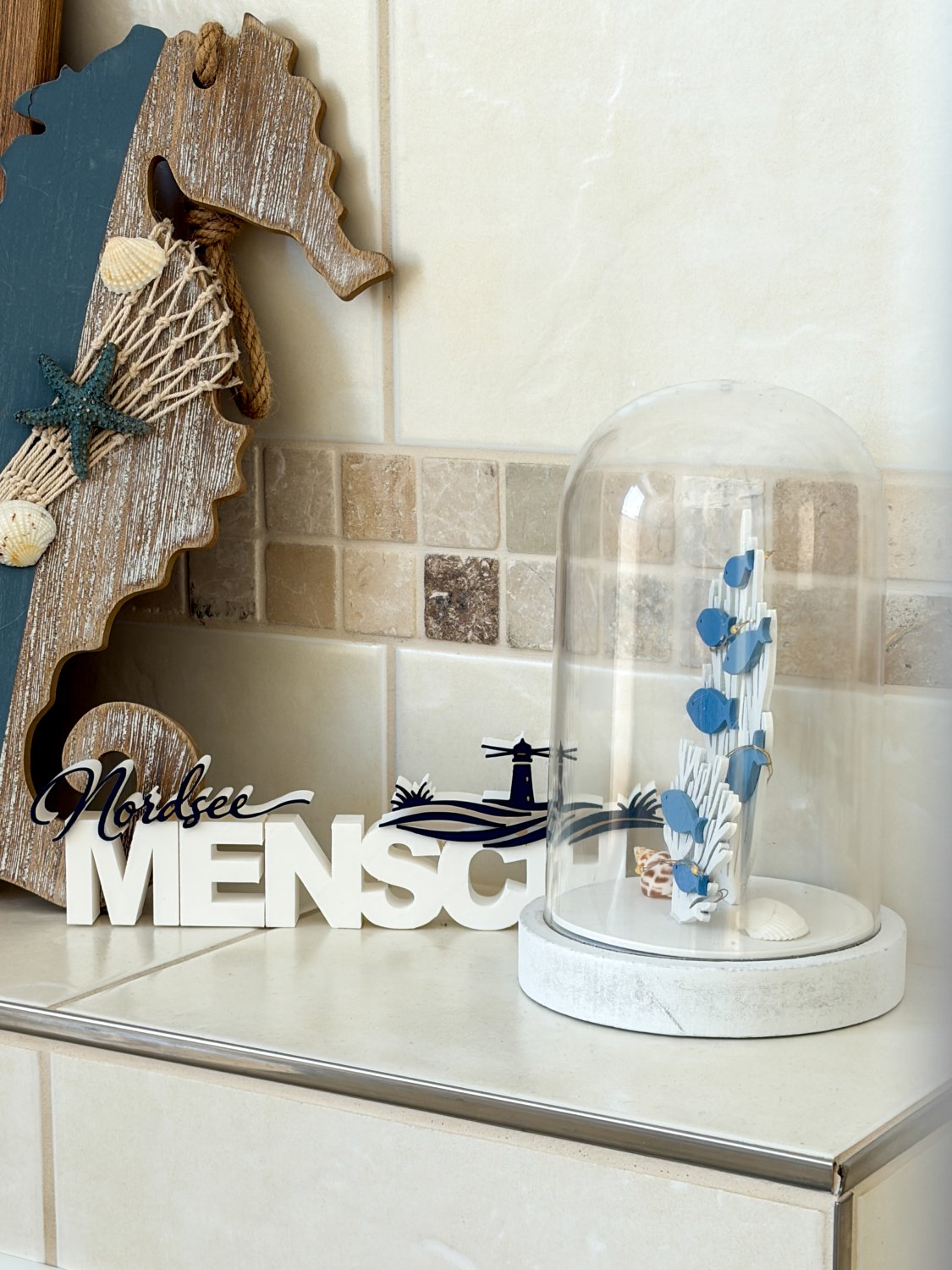 Nordsee Mensch Deko Schriftzug – maritime 3D Druck Dekoration mit Leuchtturm – Geschenk für Nordsee Fans – Küsten Deko