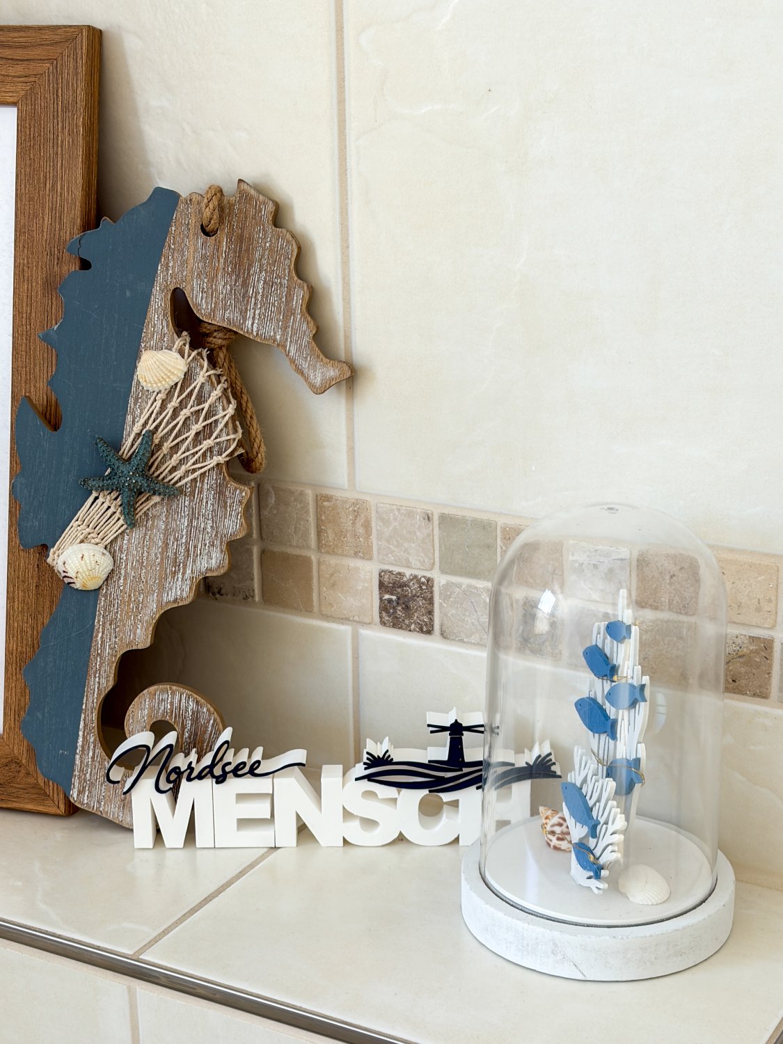 Nordsee Mensch Deko Schriftzug – maritime 3D Druck Dekoration mit Leuchtturm – Geschenk für Nordsee Fans – Küsten Deko