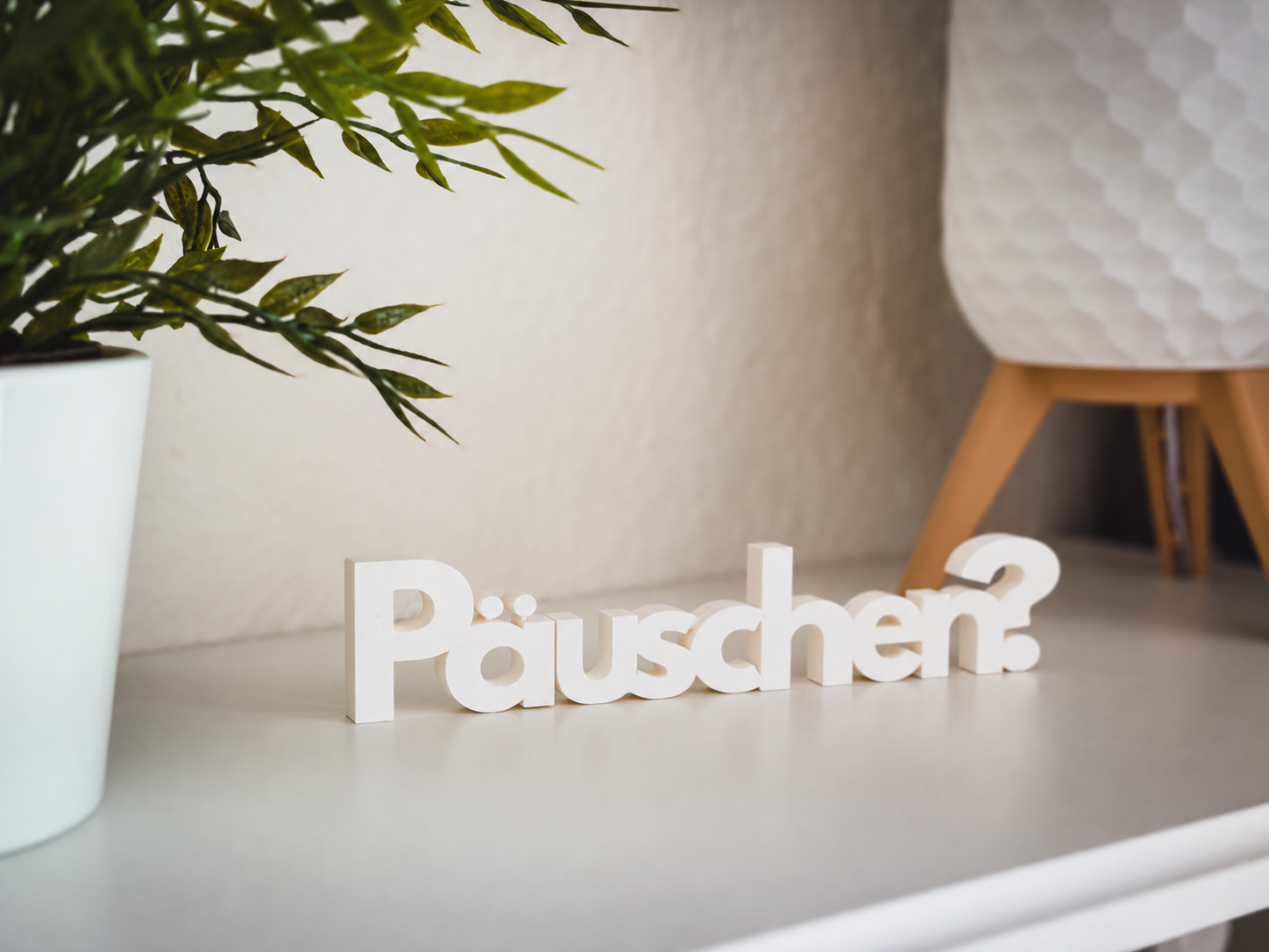 Päuschen? Schriftzug Deko – 3D Druck freistehend – lustige Büro Dekoration – Geschenk Idee für Kollegen & Kaffeeliebhaber – Farbwahl
