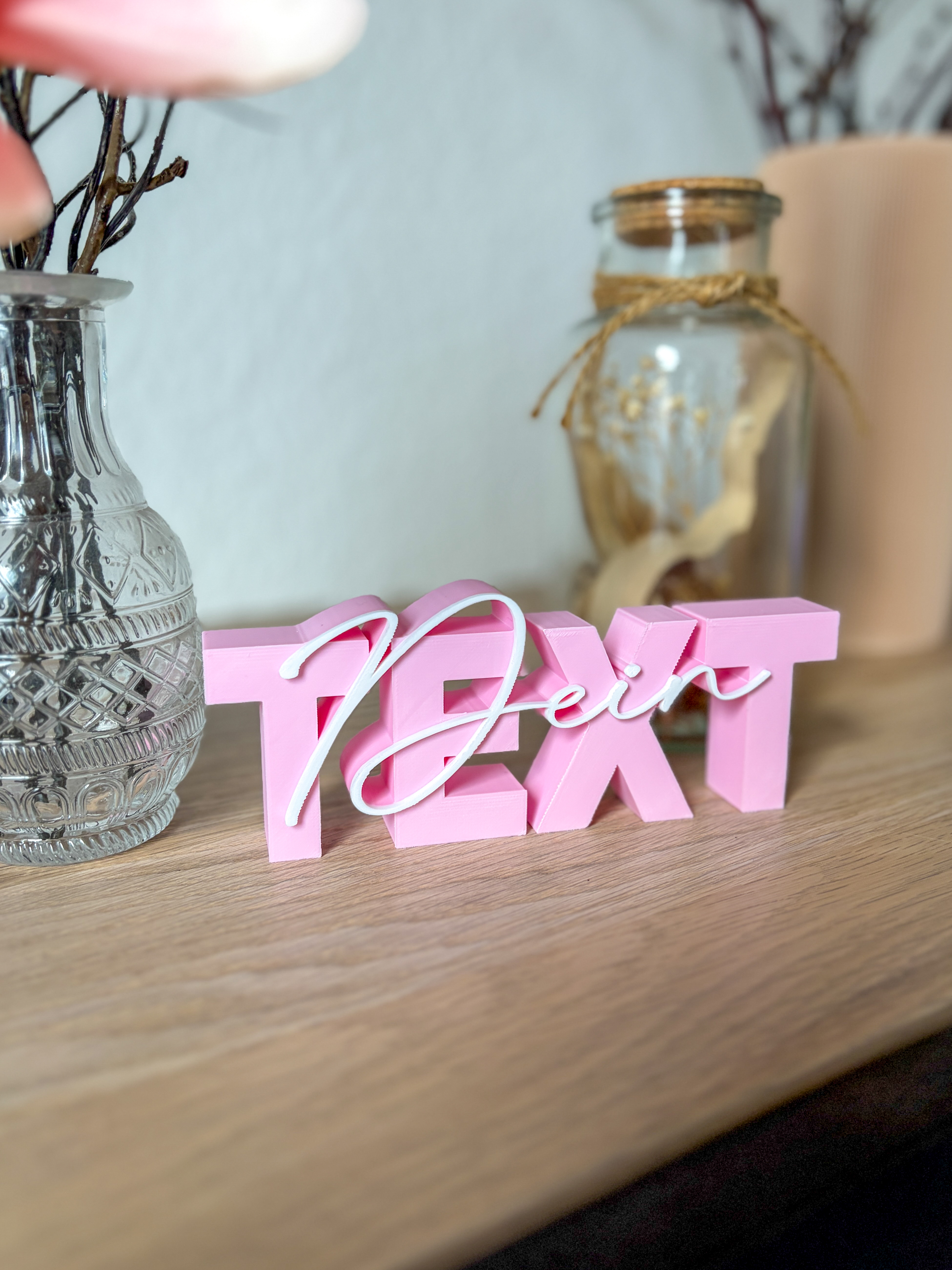 Personalisierter Schriftzug mit Wunschtext – individuelle Deko freistehend Geschenk Idee modern für Wohnzimmer Büro Kinderzimmer